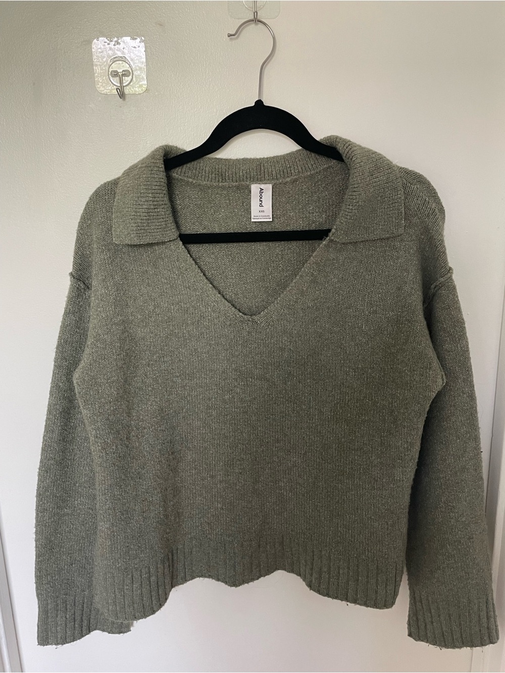 Abound Olive V-Neck Collared Knit Sweater